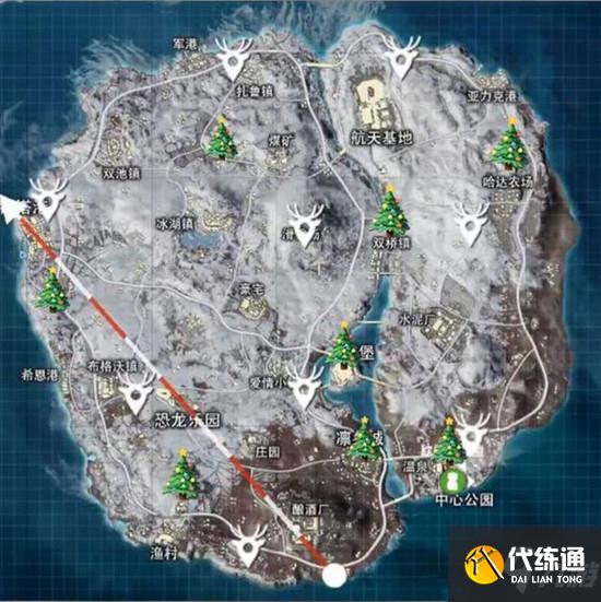 和平精英冰雪模式圣诞树刷新位置大全,物资获取固定点坐标图一览