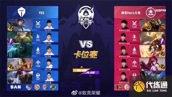 王者荣耀KPL：FMVP清融状态拉满！南京Hero久竞4:3战胜TES重回S组