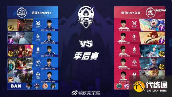 王者荣耀KPL：久哲BO7永远滴神！南京Hero久竞战胜武汉eStarPro