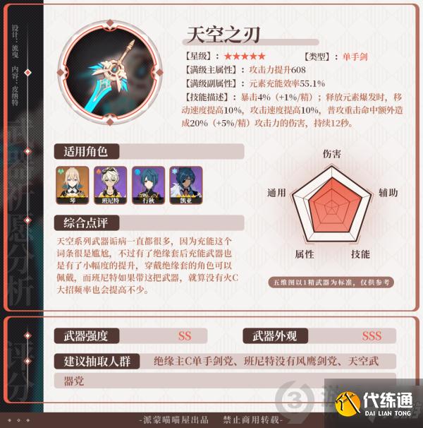 原神2.0天空之刃值得抽吗 原神天空之刃抽取建议