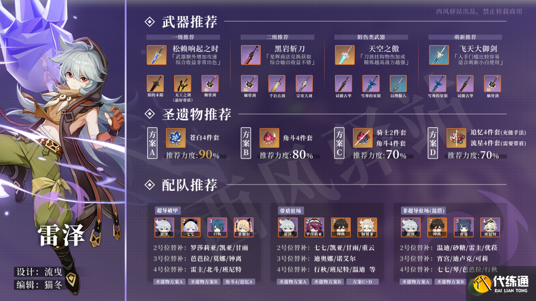 原神2.0雷泽详细培养攻略