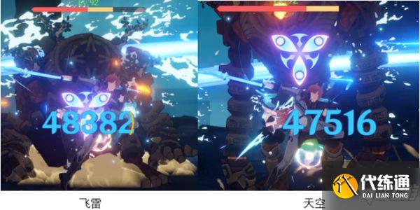 《原神》飞雷之弦振与天空之翼伤害对比