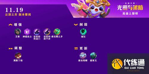云頂之弈11.19更新了什么 云頂之弈9月23日11.19更新公告