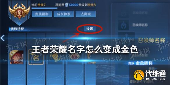 《王者荣耀》名字怎么变成金色 金色名字怎么打