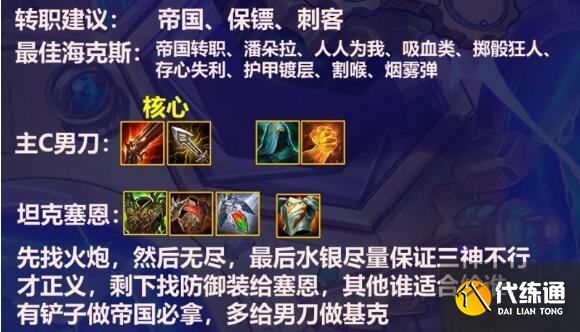 云頂之弈12.1帝國男刀陣容裝備搭配詳解