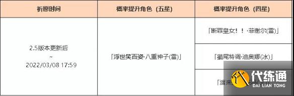 《原神》2.5版本UP池上线时间一览
