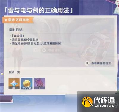 《原神》雷与电与剑的正确用法留影攻略