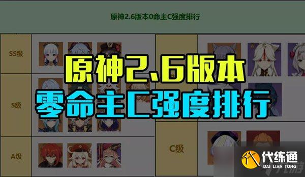 原神2.6版本0命主c强度排行榜