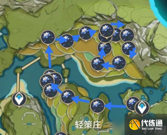《原神》琉璃百合采集点路线图
