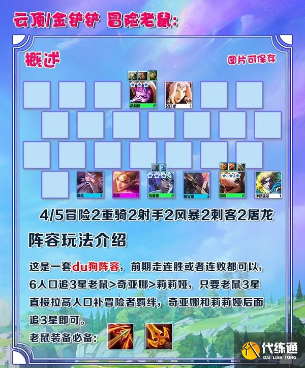 金铲铲之战巨龙之境冒险老鼠阵容搭配攻略