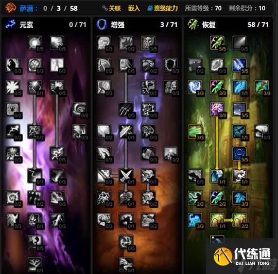 魔兽世界wlk恢复萨天赋、雕文推荐