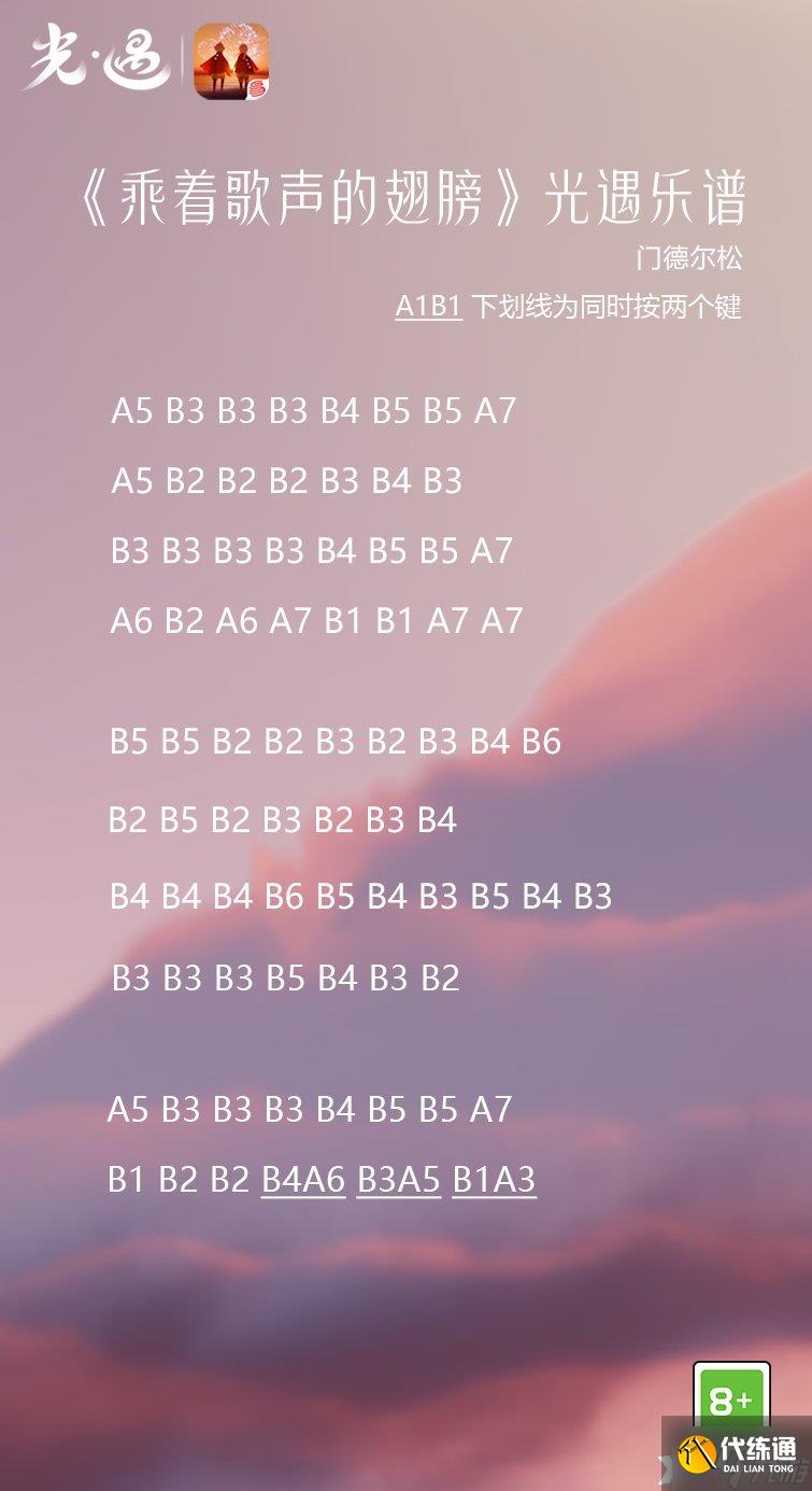 《光遇》乘着歌声的翅膀怎么演奏？乘着歌声的翅膀乐谱分享
