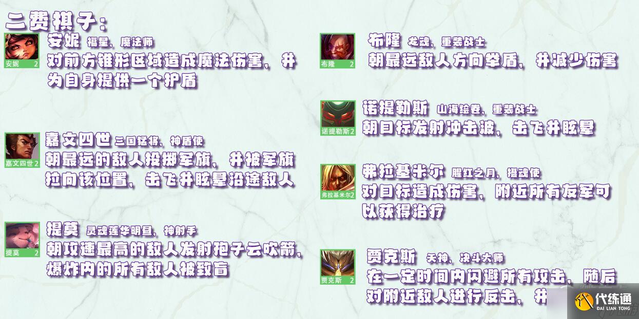 《金铲铲之战》天选福星版本全棋子技能介绍