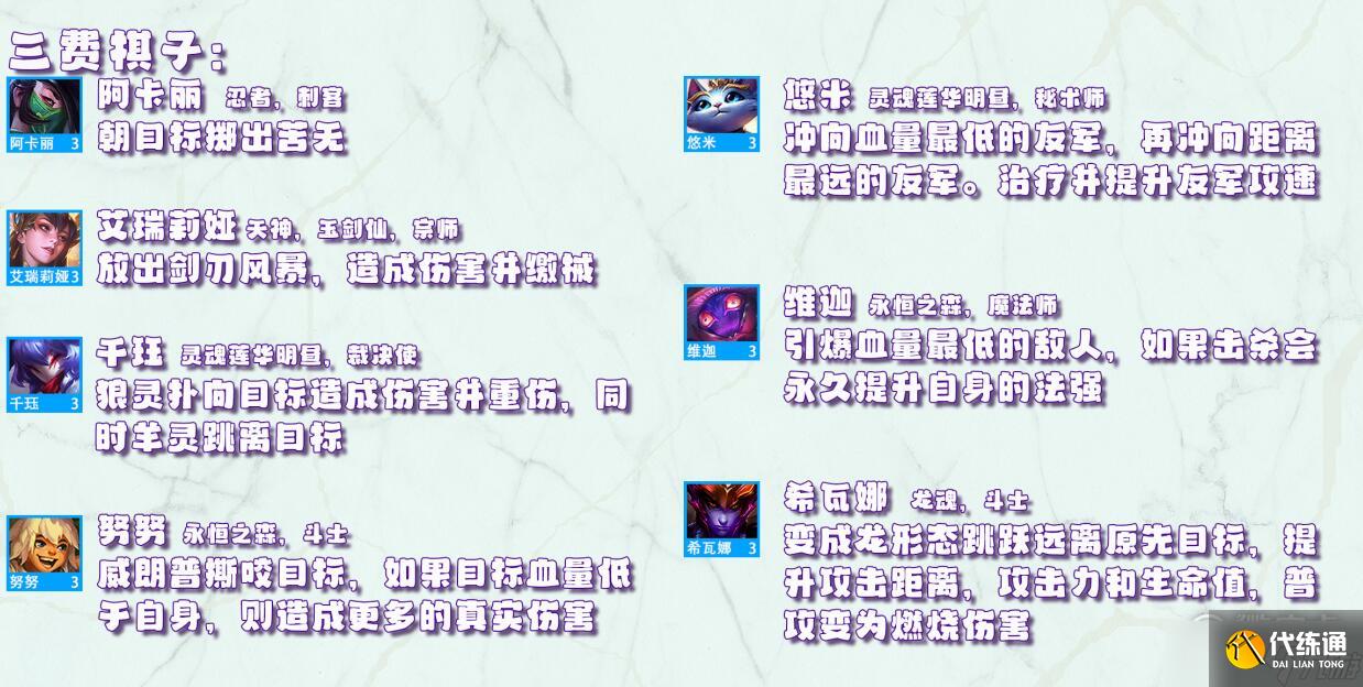 《金铲铲之战》天选福星版本全棋子技能介绍