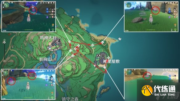 原神绯樱绣球分布图 3.5绯樱绣球收集路线