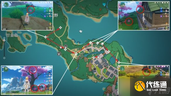 原神绯樱绣球分布图 3.5绯樱绣球收集路线