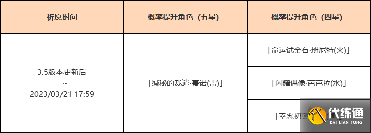 《原神》3.5版本雳裁冥昭祈愿活动