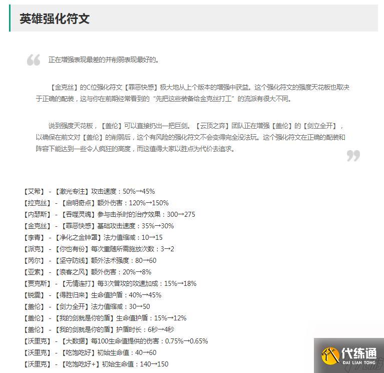 《云顶之弈》13.9版本正式服英雄强化符文改动一览