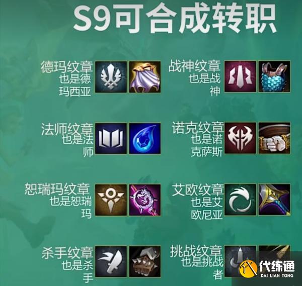 云顶之弈s9金铲铲转职合成表 s9金铲铲转职合成途径大全