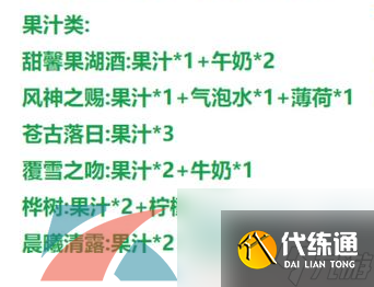 原神曲生酌微夢果汁類配方大全