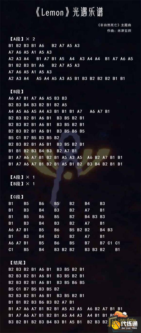 光遇2023热门歌曲琴谱分享