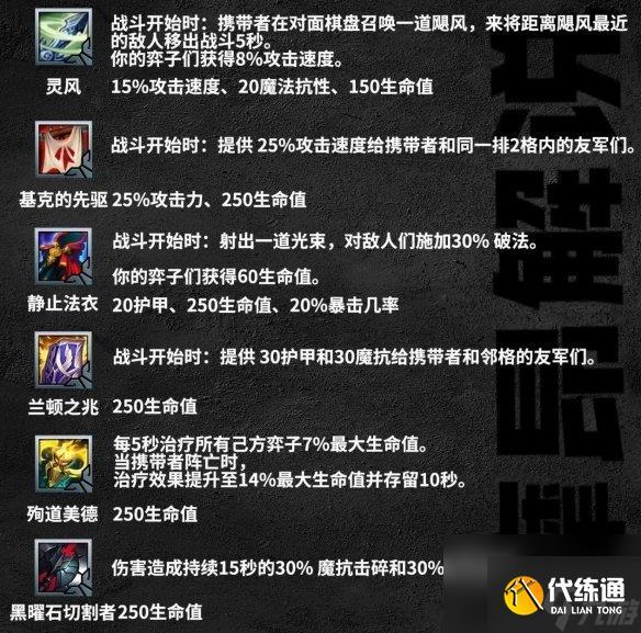 《云顶之弈手游》S9.5赛季装备更新 全装备棋子搭配一览