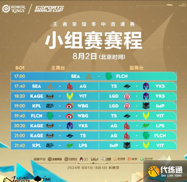 EWC王者荣耀项目小组赛赛程详情