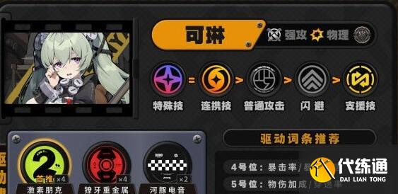 绝区零可琳驱动盘套装及 词条搭配