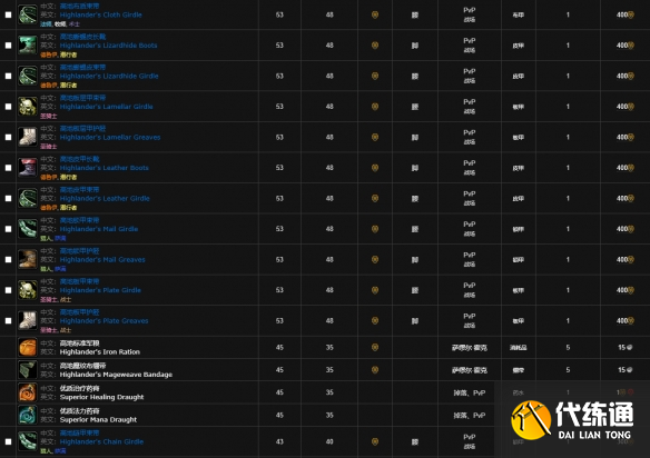 魔兽世界怀旧服高地套装怎么获得