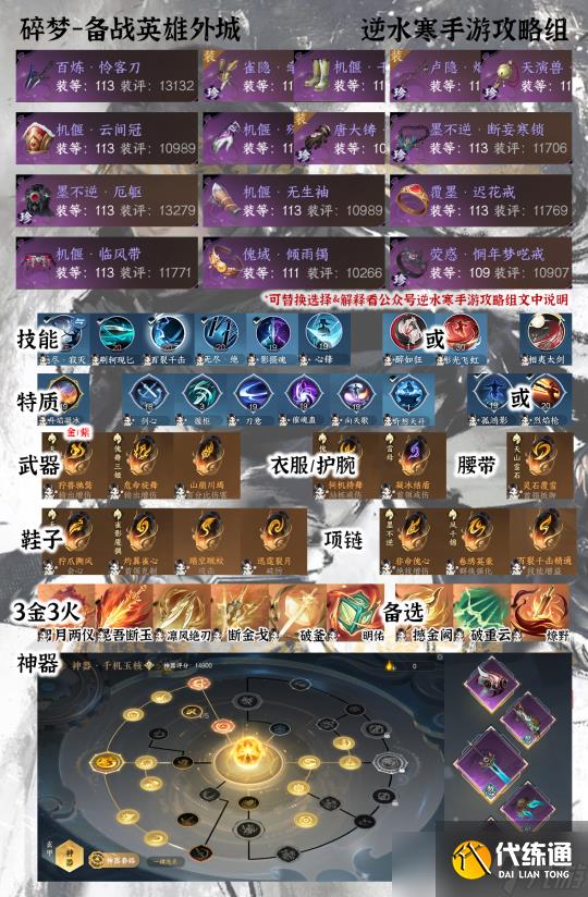 逆水寒手游碎梦职业攻略 开荒英雄外城职业搭配