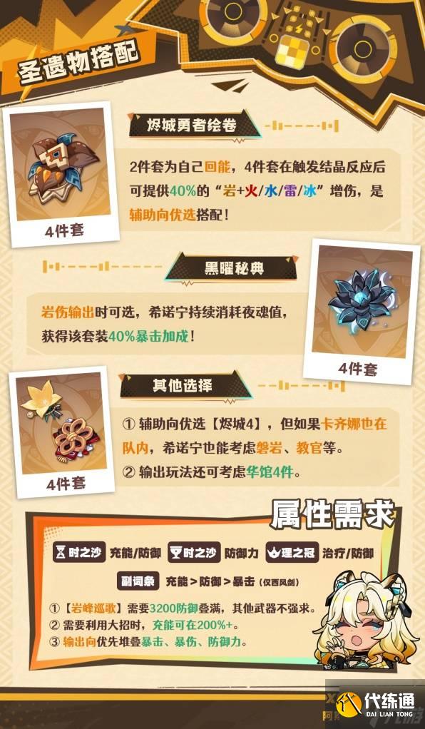 《原神》希诺宁圣遗物搭配推荐 希诺宁圣遗物怎么选