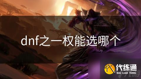 dnf之一权能选哪个