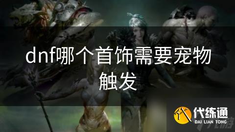 dnf哪个首饰需要宠物触发