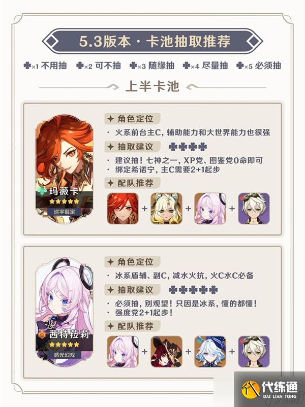 原神5.3版本上下卡池抽取指南-原神5.3卡池抽谁比较好