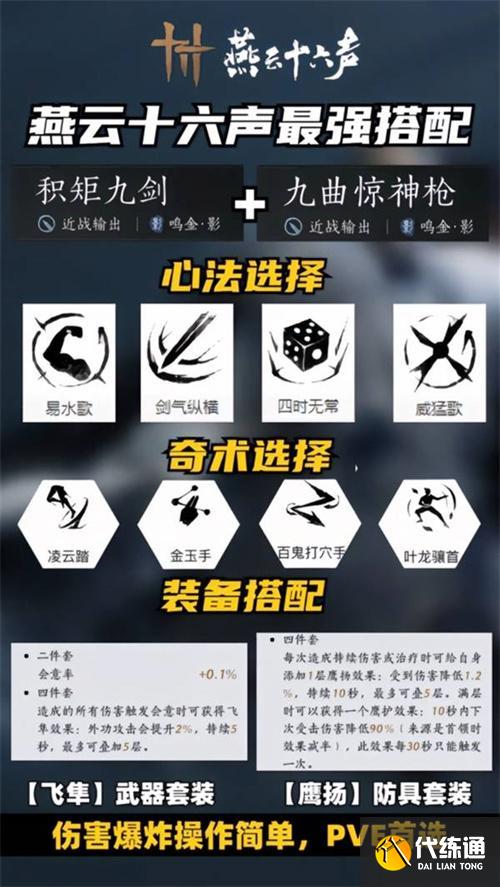 燕云十六声最强武器心法搭配推荐