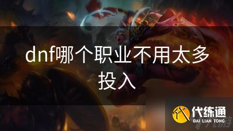 dnf哪个职业不用太多投入