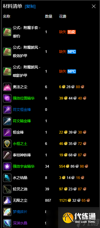 《魔獸世界》wlk附魔375-450最省材料攻略