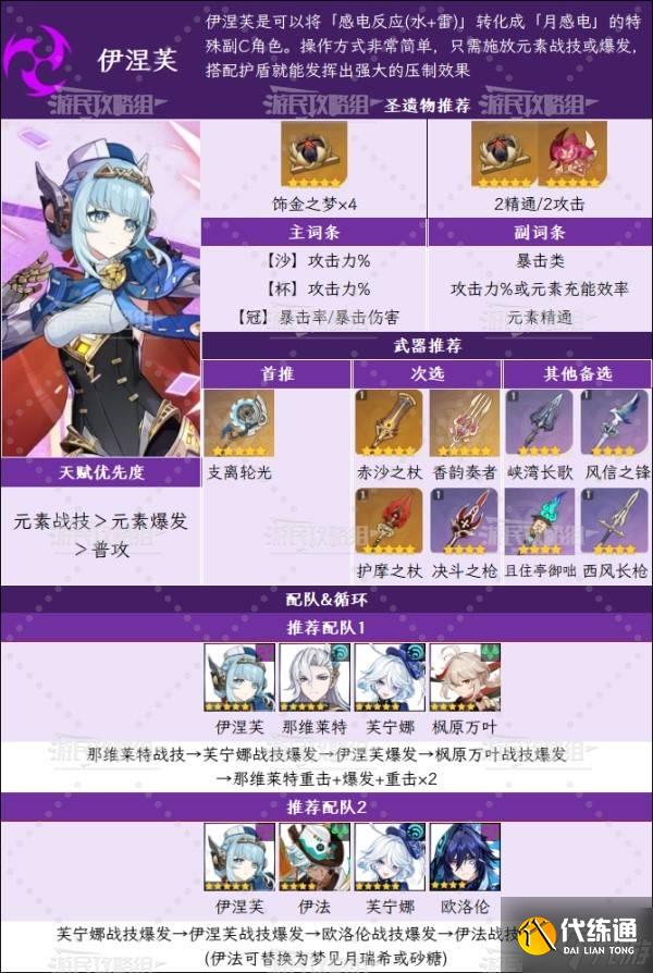 《原神》5.8伊涅芙技能升級及圣遺物武器推薦 伊涅芙怎么配隊