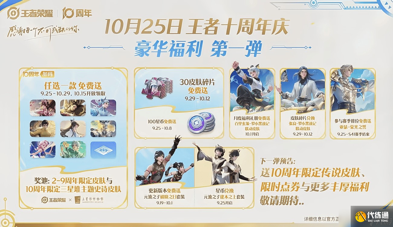 王者荣耀十周年庆福利详情