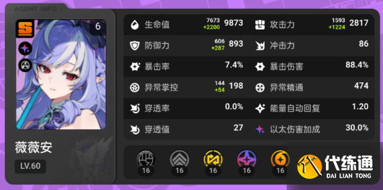 绝区零薇薇安毕业面板属性一览1