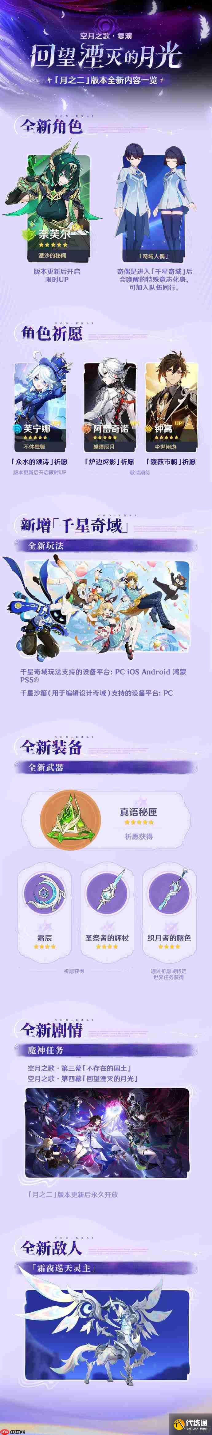 原神月之二版本更新公告-原神6.1版本更新了什么