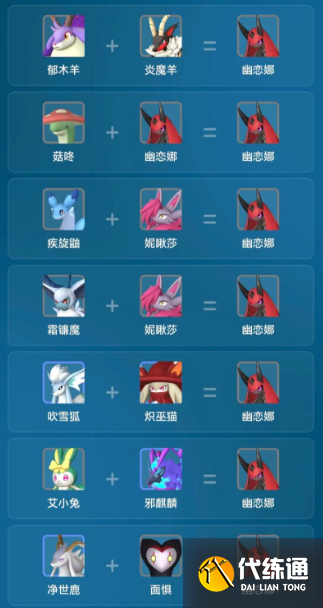 幻兽帕鲁幽恋娜配种公式分享